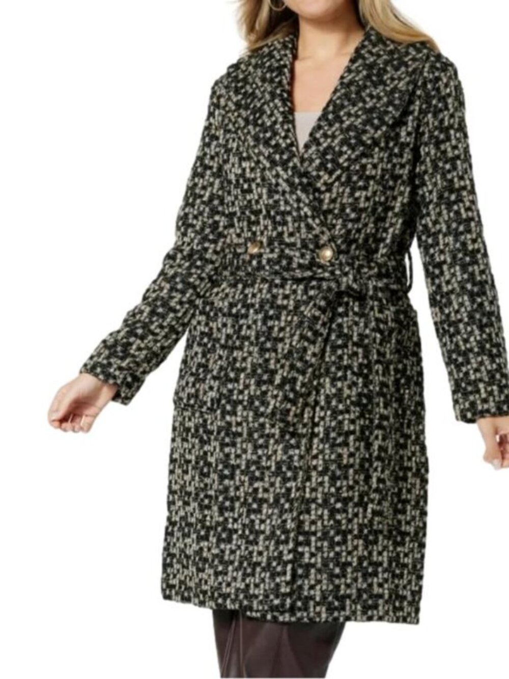 Kathy Ireland Women's Shawl Collar Robe Coat Black Amaro